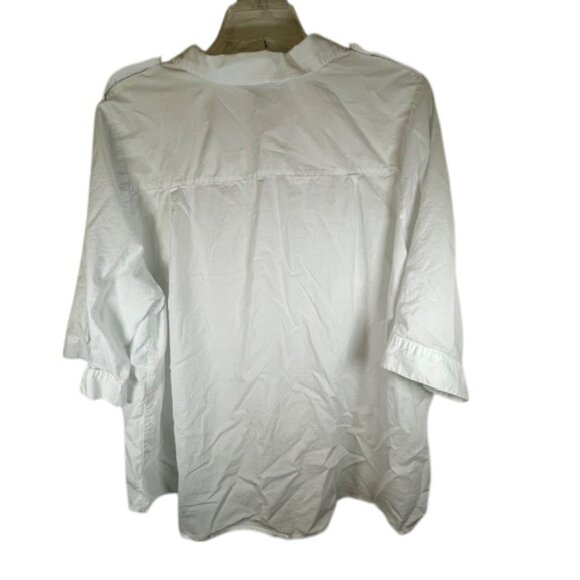 Catherines Plus Size Cotton Button Front Shirt w/ Shoulder Epaulets- Size 2X - Picture 5 of 8